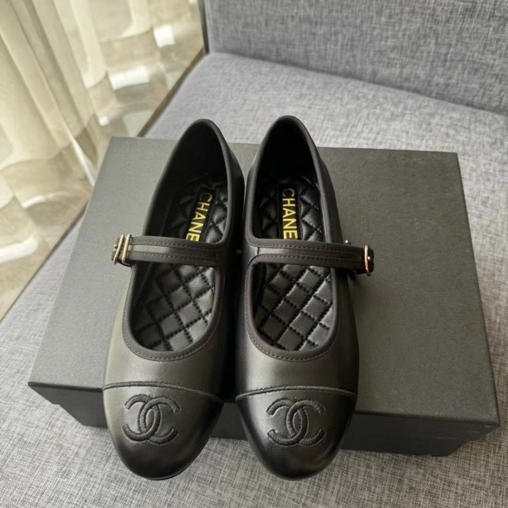 Chanel Black Quilted Mary Jane Flats